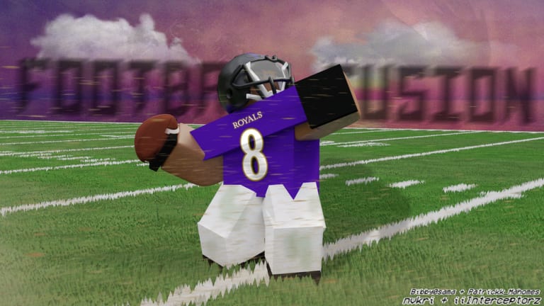 Football Fusion 3 Roblox match screenshot of players lining up on the field